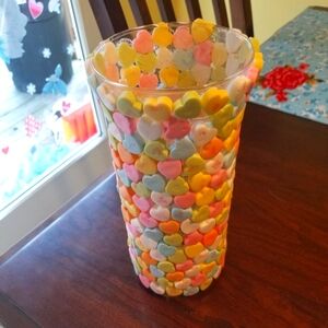 Colorful Heart-Embellished Vase